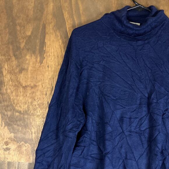 Talbots Womens Sweater Dark Blue Turtleneck Knit Pull Over Normcore XLarge - Picture 4 of 12